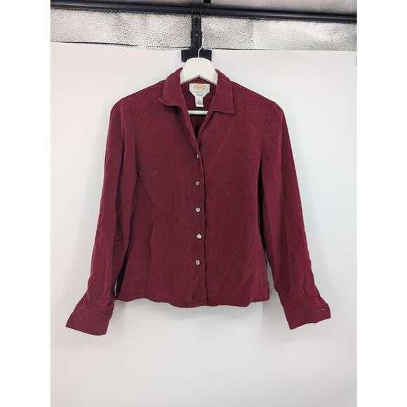 Talbots Silk Blend Button Down Women 6 Burgundy Career Office Classic Minimalist - Picture 1 of 7